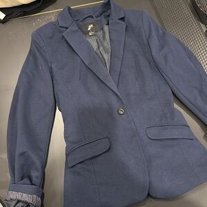 Navy Blue Blazer One Button Striped inside